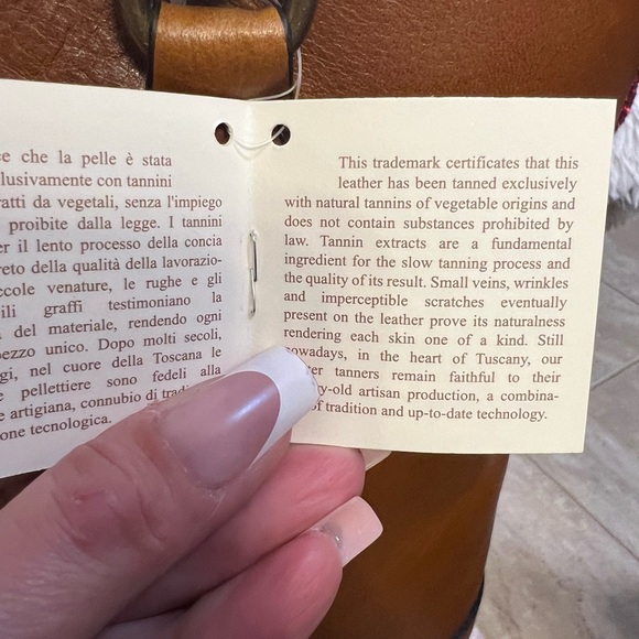 ❤️NWT-PRATESI, Made In Italy Genuine Leather 3 Compartment Bamboo Handle Tote❤️ - Picture 13 of 16